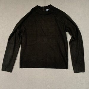 Karen Scott Petite‎ Large Black Mock Neck Ribbed Long Sleeve Knit Sweater Top